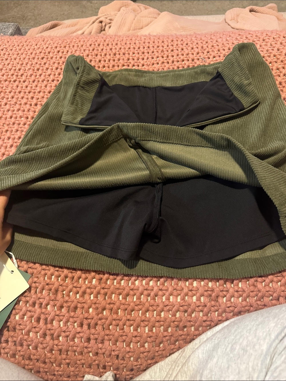 HALARA Olive Ribbed Mini Skirt - Picture 3 of 5